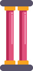 Fototapeta premium Two pink columns standing tall, representing strength and support, with golden elements on top and bottom, adding a touch of elegance