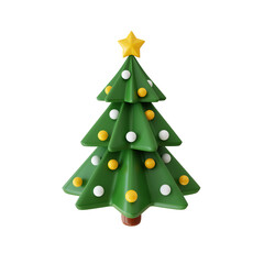 Decorated Christmas tree with a star topper isolated on white background. 3d-rendering