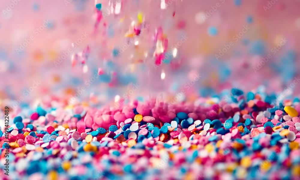 Aufkleber vibrant multicolored confetti sprinkles cascading in abstract artistic celebration background : gene