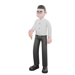 Movie Producer Cartoon. A male producer stands holding a pencil in his right hand. Director Model