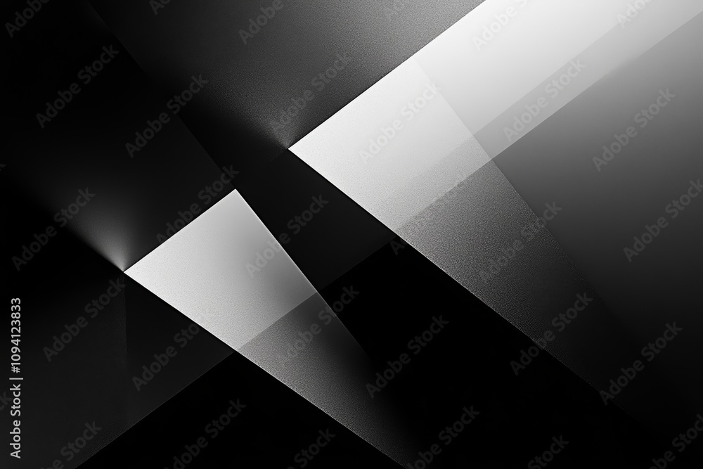 Aufkleber geometric black white background with triangles and lines in 3d effect and glow