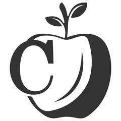  letter logo vector with apple fruit