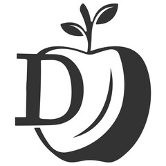  letter logo vector with apple fruit