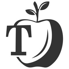  letter logo vector with apple fruit