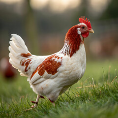 Fototapeta premium Chicken breeds vary widely in size, color, and purpose, from egg-laying to meat production.