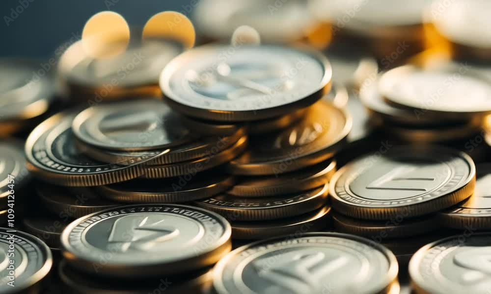 Aufkleber Stack of shining gold coins symbolizing wealth prosperity and financial success : Generative AI