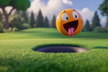Golf Ball with Smiley Face 3D Illustration