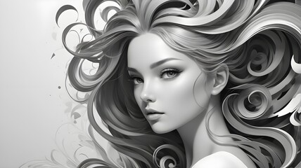 portrait of a girl in black and white 