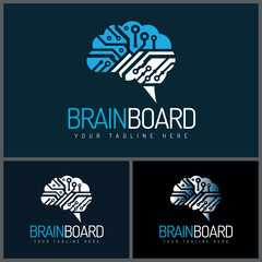 brain board circuit line logo modern design template