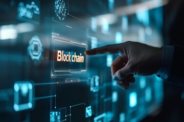 Blockchain Technology Interface - Futuristic Digital Art