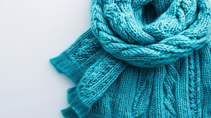 Cozy knitted scarf in vibrant turquoise color, perfect for winter warmth