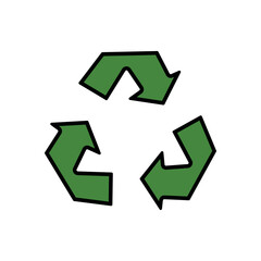 Obraz premium green recycling icon with arrows in eco-friendly, environmental, recycled, friendly, triangle, circle, concept, vector