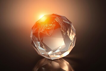 Crystal Orb with a Faceted Surface A crystal glowing orb with a