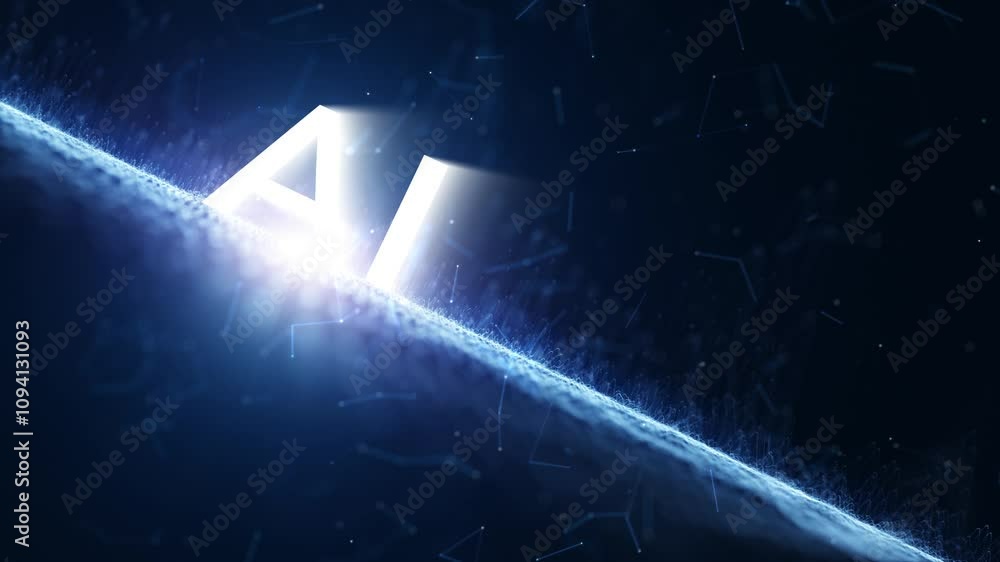 Poster seamless loop 3d ai captions digital cyberspace space background.