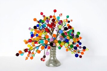 Glass Bead TreeA decorative tree made from colorful glass beads