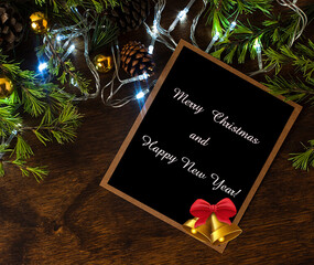 christmas greeting card with christmas tree