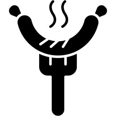 sausage, food, fork, meat, barbeque Icon