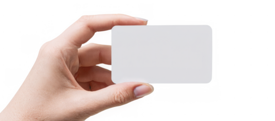 Hand holding blank white business card is positioned Male