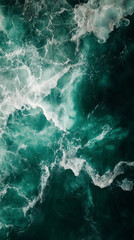 Fototapeta premium Abstract green ocean waves with white foam