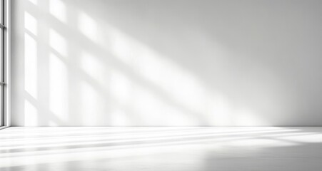 Minimalist Modern Interior White Wall with Soft Natural Light and Shadows