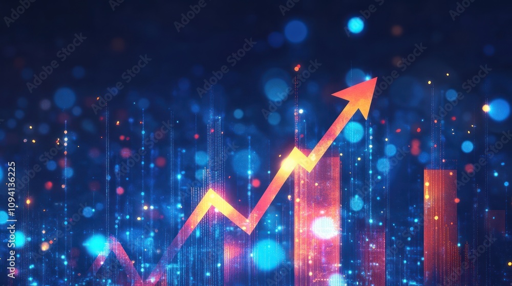 Poster a digital graph with an upward trend, symbolizing growth and progress in data analysis.