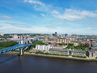 Central Newcastle City from River Tyne at Northern England