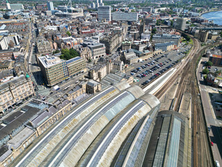 Central Newcastle City from River Tyne at Northern England