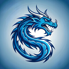 Obraz premium A striking logo featuring a cool blue dragon, symbolizing strength.