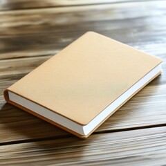 Fototapeta premium Notebook on wooden table creative workspace writing tools indoor close-up productivity inspiration