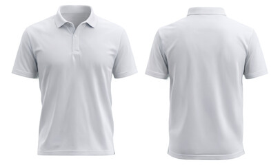 Two front back views white polo shirt