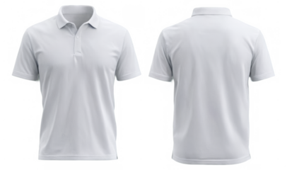 Two front back views white polo shirt