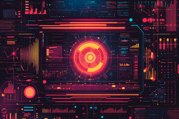 Obraz premium A futuristic interface with a red and blue background