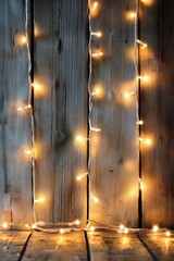 Warm White Fairy Lights on Rustic Wooden Background for Cozy Holiday Decor