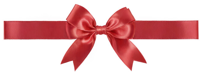 Red ribbon large bow tied center made satin Red-golden and bow