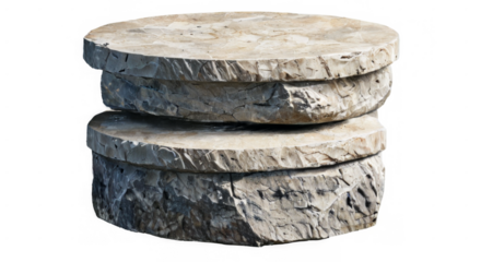 3D rendering round stone structure appears to Flat rock podium