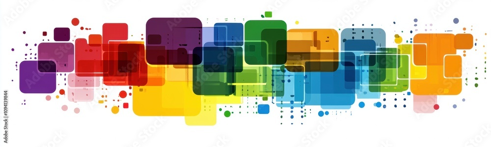 Aufkleber vibrant colorful abstract geometric artwork with overlapping shapes and gradient background
