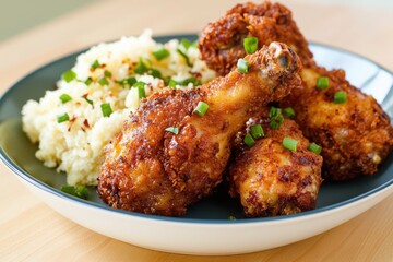 Fototapeta premium Frying up flavor crispy fried chicken with golden crunch home kitchen culinary delight cozy environment gourmet inspiration
