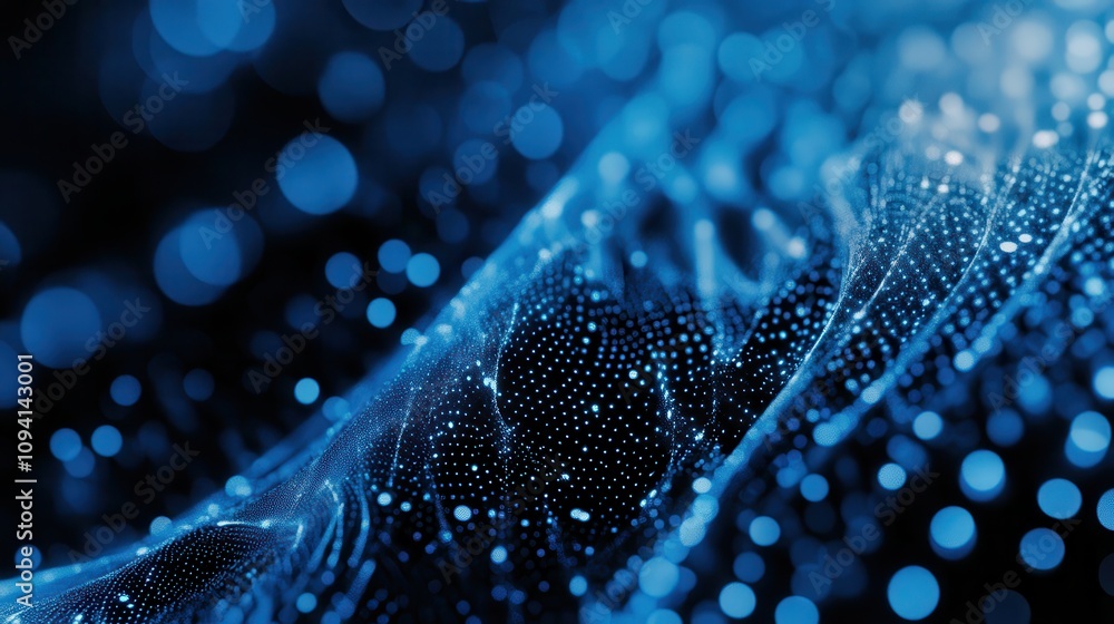Aufkleber abstract blue digital wave with glowing particles creating a futuristic atmosphere.