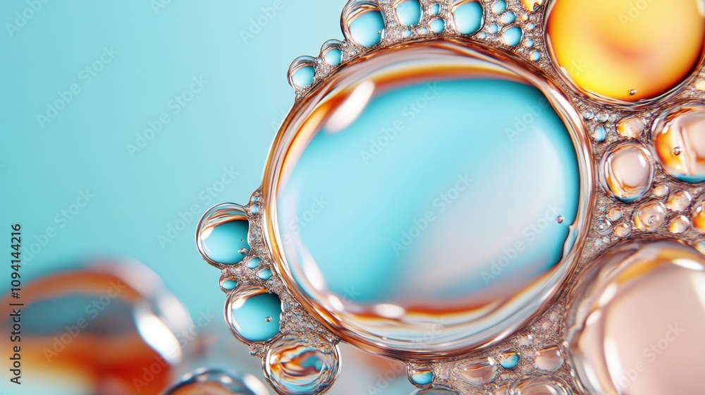 Poster the vibrant oil and water bubbles create a stunning abstract pattern filled with color and depth, in