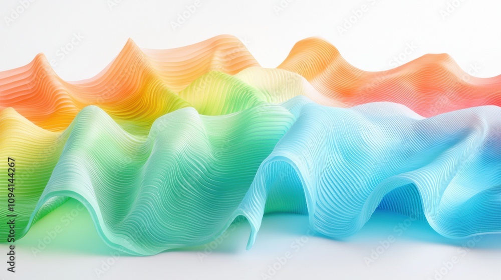 Poster smooth abstract ribbons with gradient textures in reflective colors, perfect for backgrounds and des