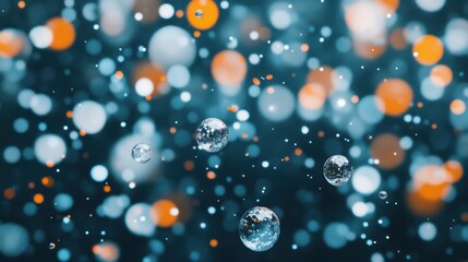 Bubbles of various colors drift against a deep background, creating an enchanting and lively display that captivates the viewer's attention