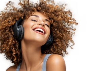 Close-up portrait young woman curly hair She wearing Stylish African American