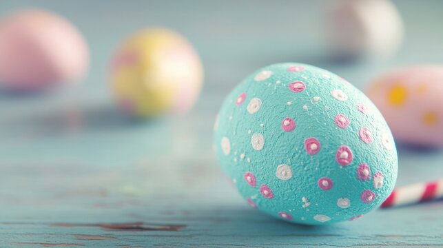 Brightly colored Easter eggs with intricate patterns lie on a rustic wooden surface, celebrating the joys of springtime traditions - Powered by Adobe