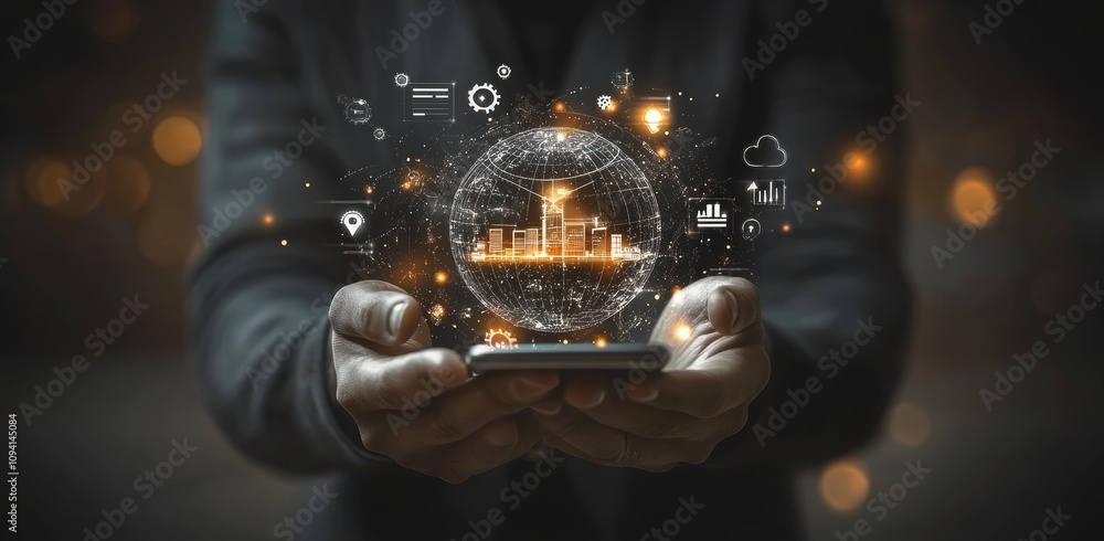 Aufkleber global business internet connection and digital marketing technology for financial growth and data a