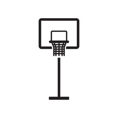 Minimalist Black Basketball Hoop Icon on White Background