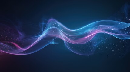 Fototapeta premium Abstract swirling waves of light in blue and pink hues with a subtle sparkling effect.