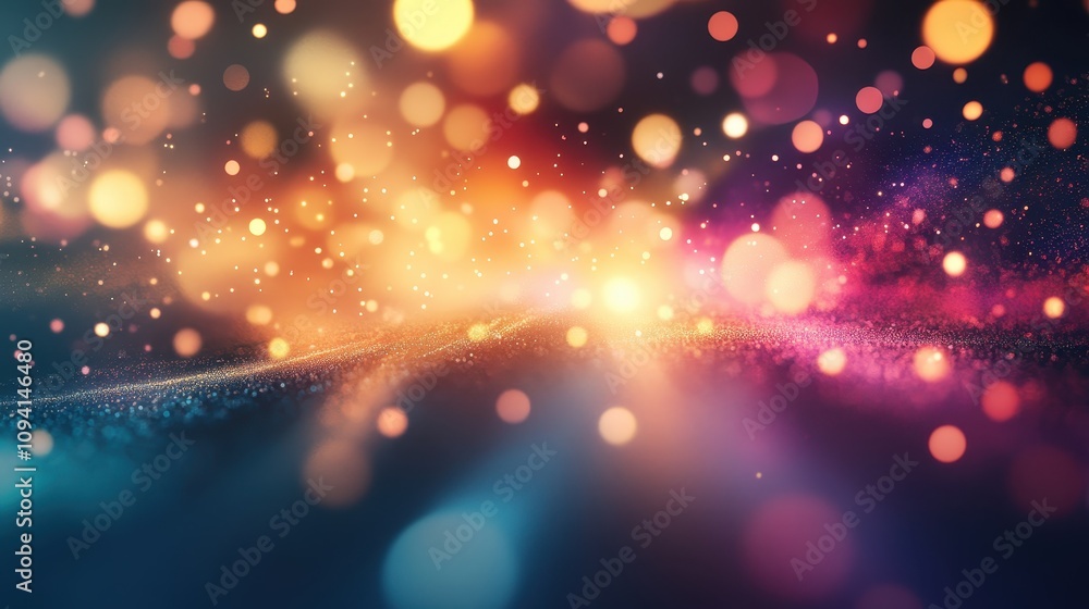 Poster a vibrant abstract background with colorful bokeh lights and soft glows.