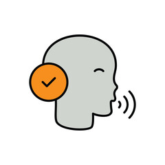 speech recognition color line icon with white background vector stock illustration