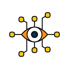eye technology color line icon with white background vector stock illustration