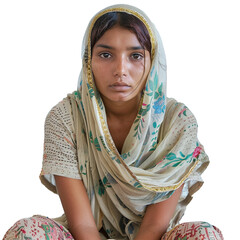 Elderly Woman Holding a Potato in India on Transparent Background